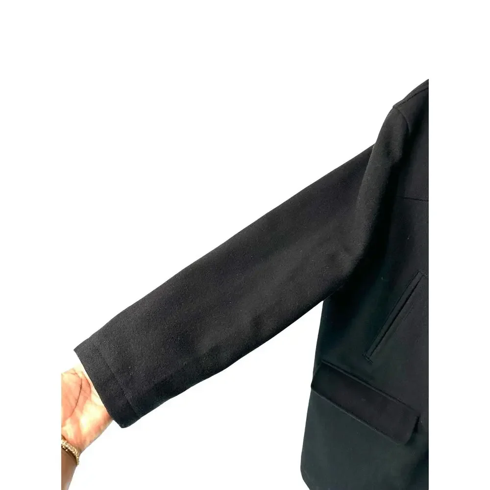 J.Crew Men's Black Wool Thinsulate Work University Overcoat Trench Coat Size‎ XL